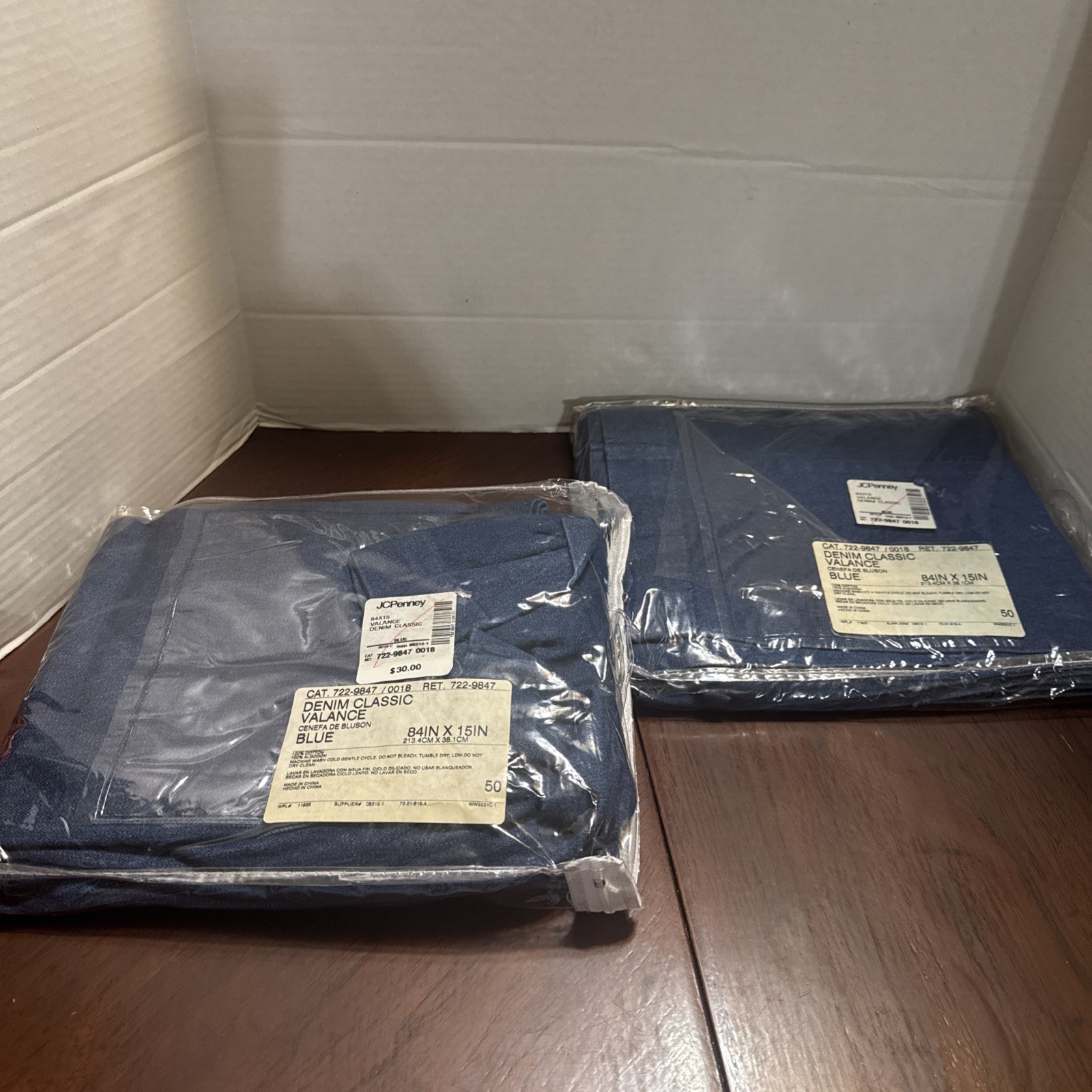 Lot2 NEW Medium WashDenim Classic Valances 84″ X15″ 100% Cotton Retro Farmhouse