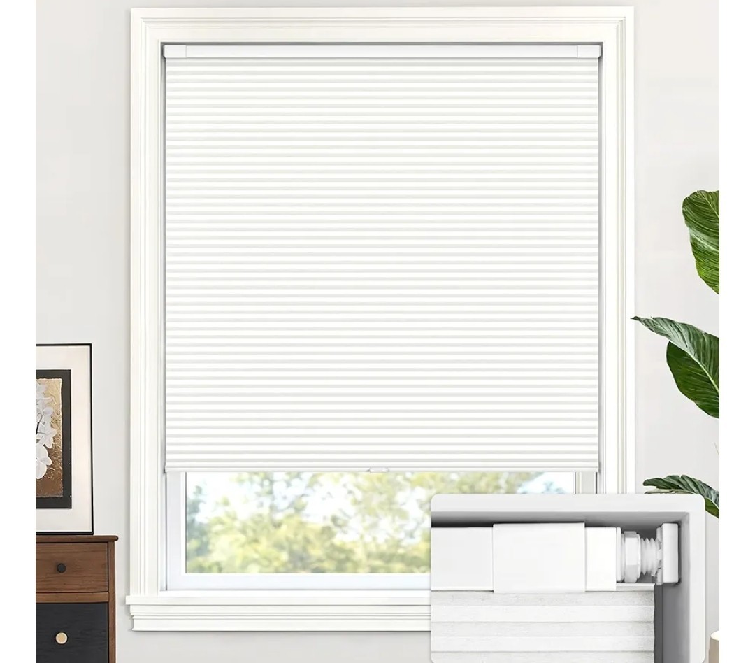 LazBlinds Cordless Cellular Shades,No Drill Honeycomb 34” W x 48” H Cream