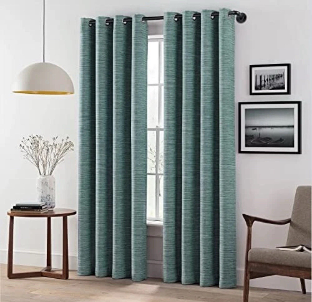 Industrial Black Curtain Rod for Windows adjustable from 48″to 84″, 1 in