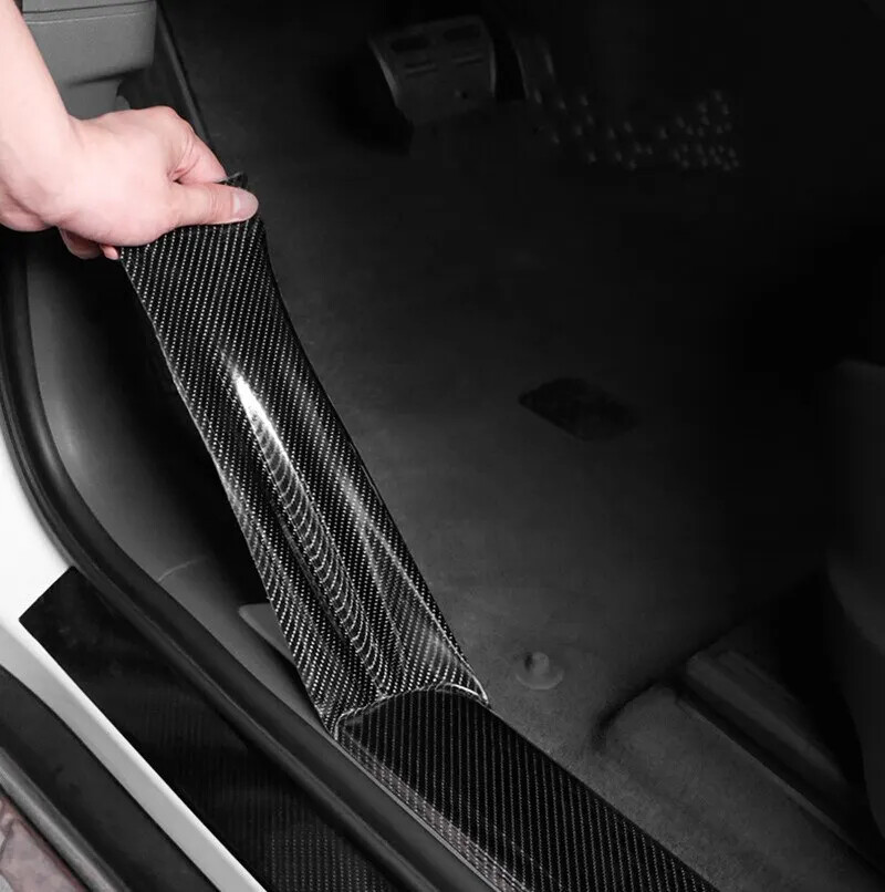 Anti Scratch Car Door Sill Protector Stickers Nano Carbon Fiber DIY Paste Strip
