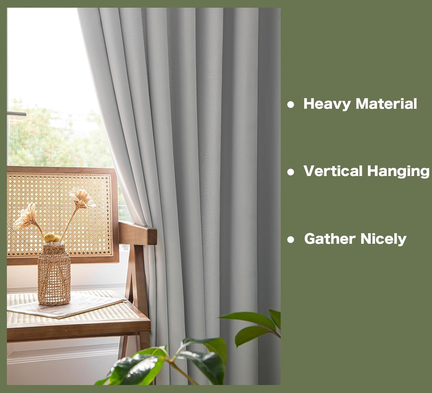 PI Blackout Sliding Door Curtains 84 INCHES Long,Grommet Thermal Insulated Room