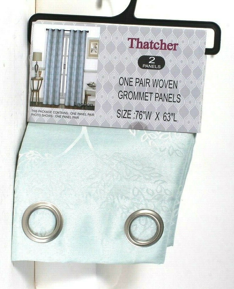 United Thatcher 76″ W X 63″ L Lagoon 100% Polyester Woven Grommet Panel Pair