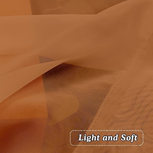 2 Panels Sheer Valance – Short Fresh Curtain 42″W x 14″L (Pack of 2) Orange
