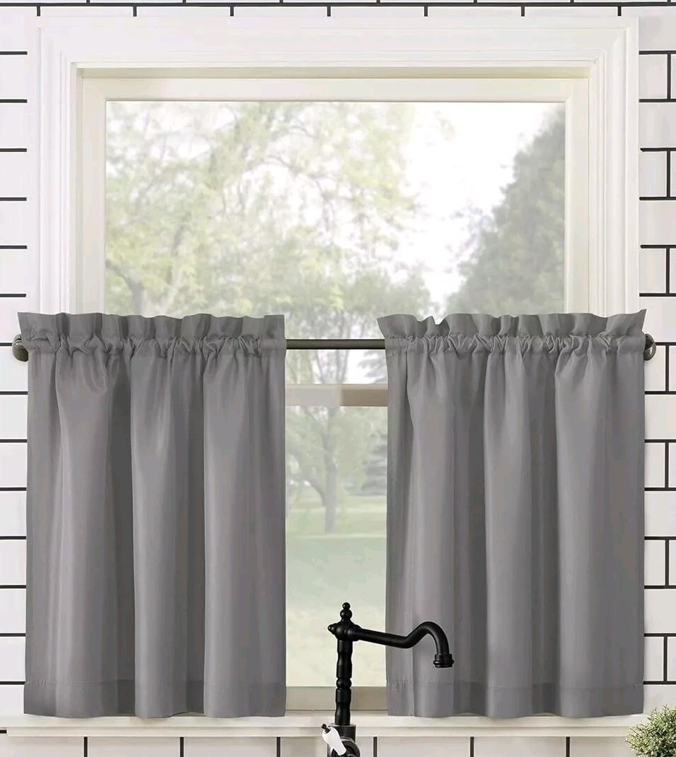 No. 918 Martine ~ Semi-Sheer ~ Rod Pocket ~ Valance ~ Tiers ~ SOLID GRAY