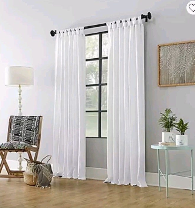 Archaeo Sarro Washed Cotton Light-Filtering Curtain Panel 52 x 84in White