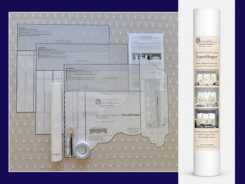 Multi-Style Cornice Valance Kit, No-Sew Scalloped, Arched & Straight Styles,