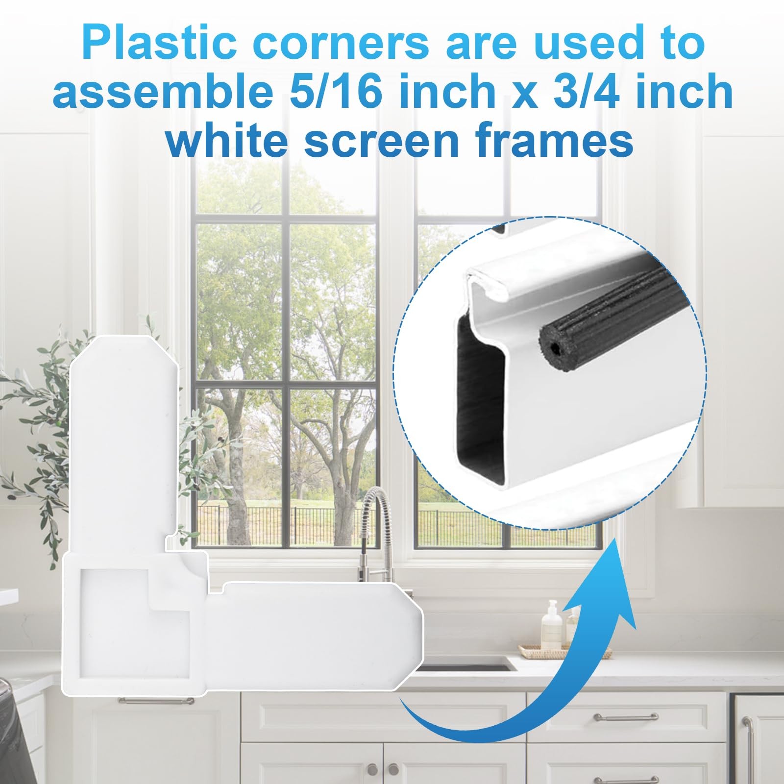 Screen Frame Corner Replacement 5/16 in x 3/4 in. x in., White