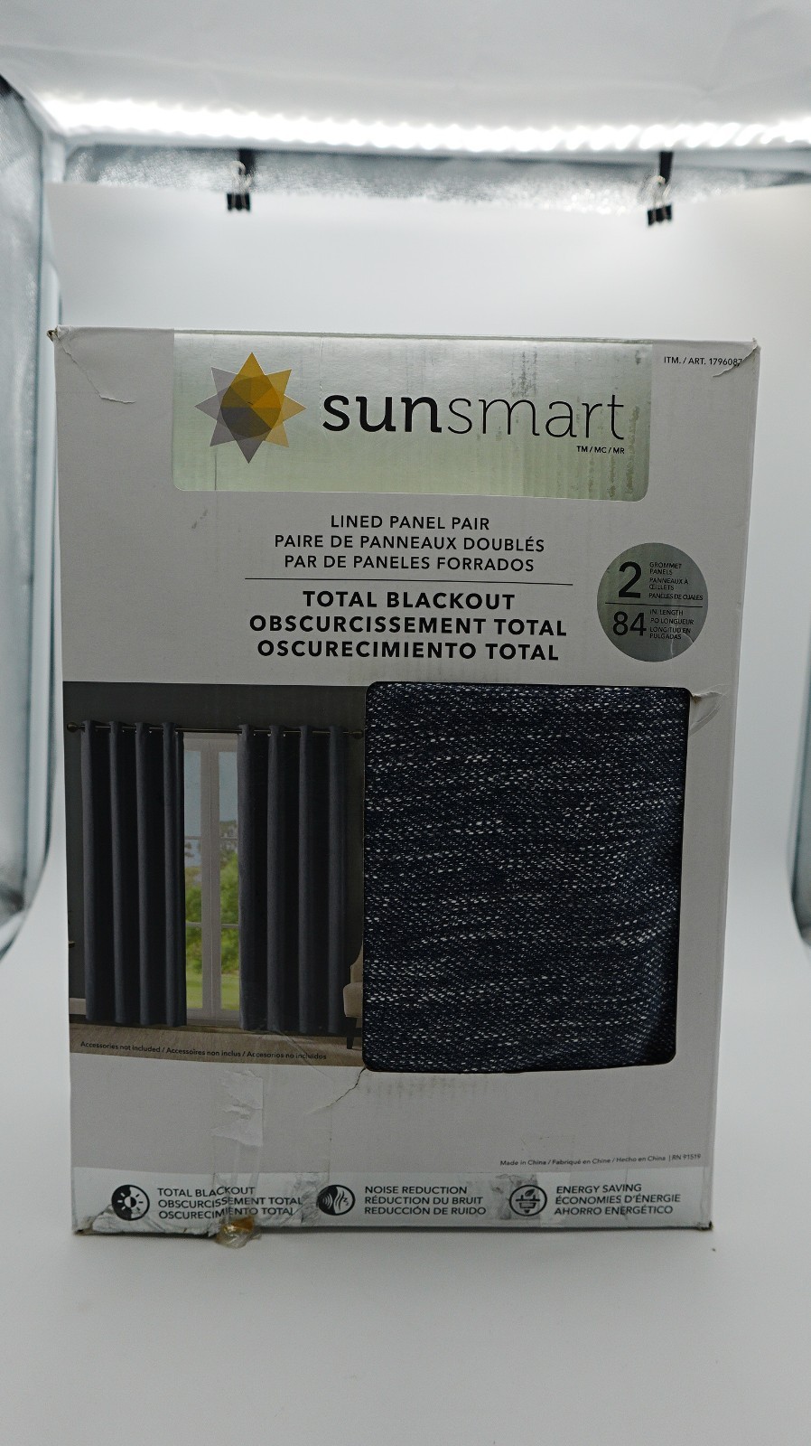 SunSmart Total Blackout Curtain Panel Pair with Grommets, Energy Efficient Drape