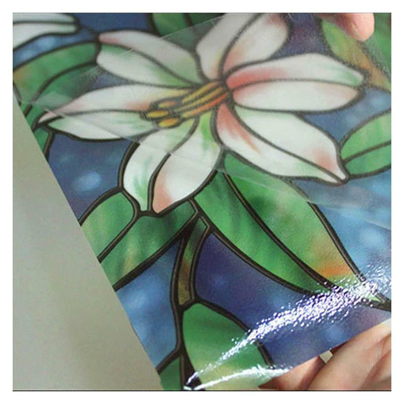 BDF 1CGB Window Film Non-Adhesive Floral Stained Glass Static Cling