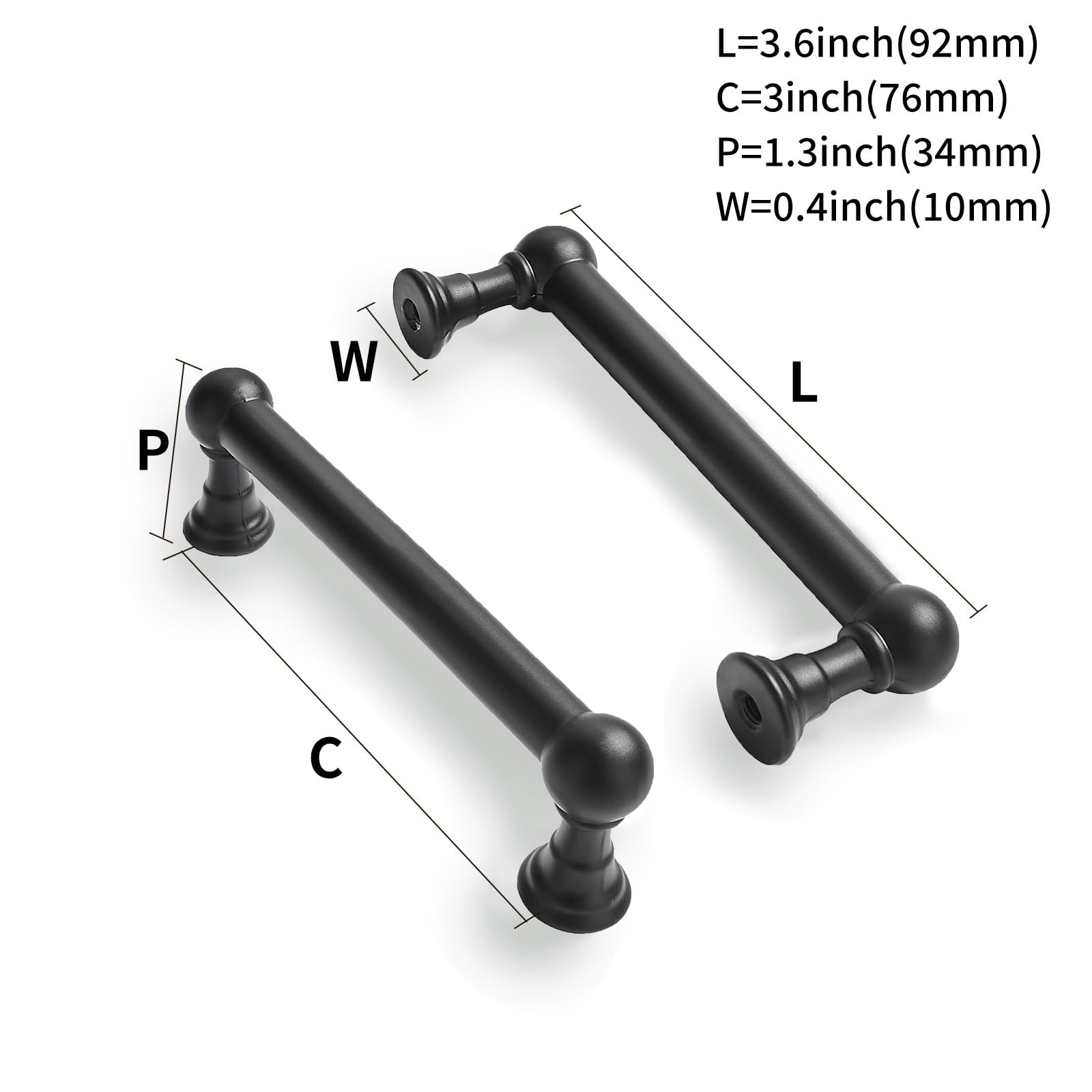 2 Pack Heavy Duty Solid Cabinet Pulls – Elegant Matte Black Handle for Drawer…
