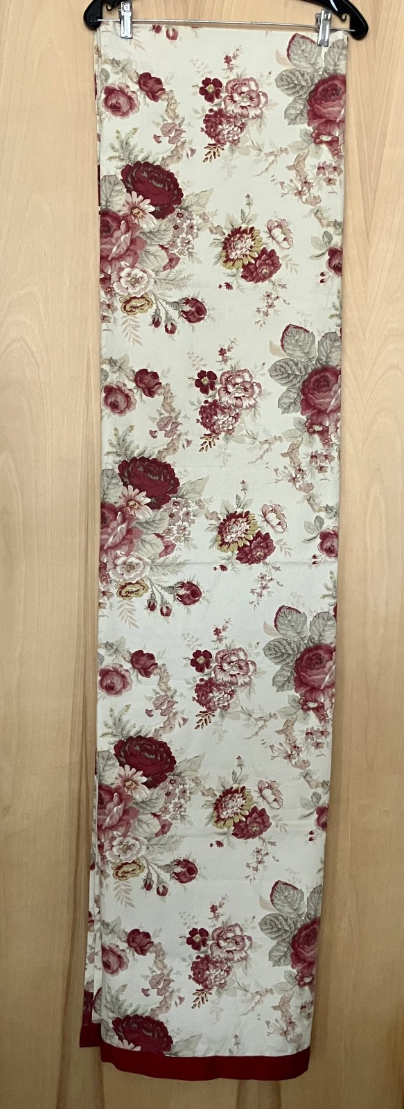 WAVERLY Garden Room Vintage Red Roses Floral Cotton Curtain Panel 59 X 63″
