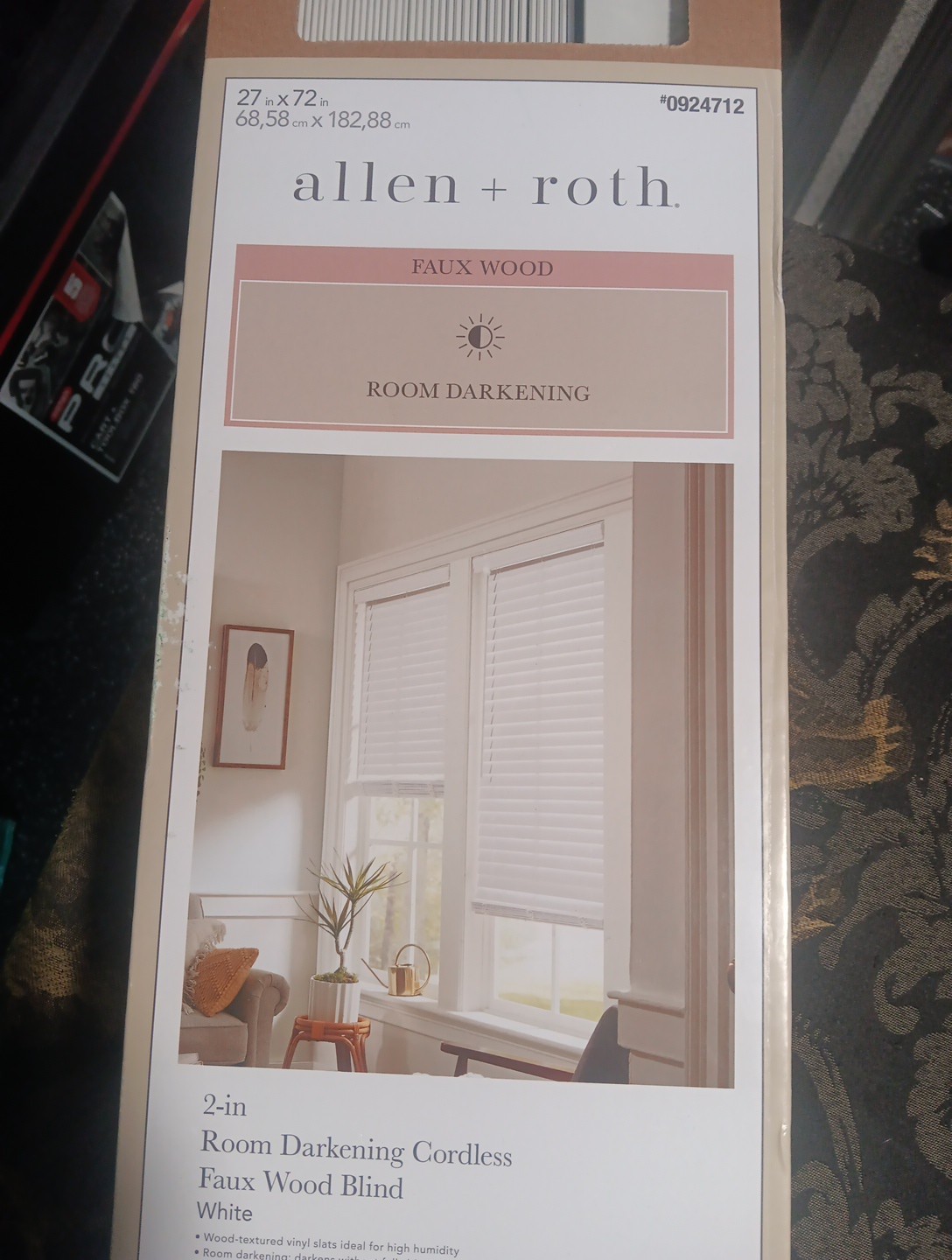allen + roth 2-in Room Darkening Cordless Faux Wood Blind White 39in x 64in