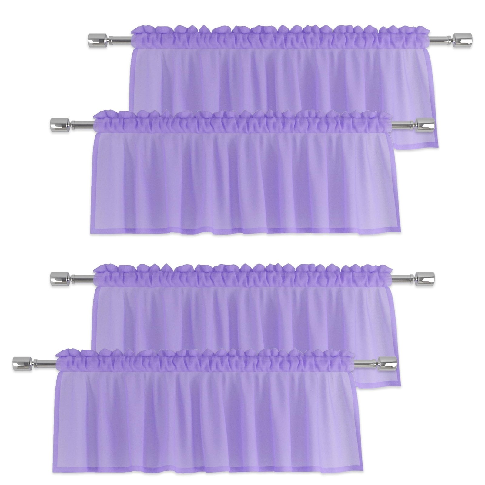 Purple Valances 4 Pieces Sheer Valences 18 inch Curtains Living Room Window C…