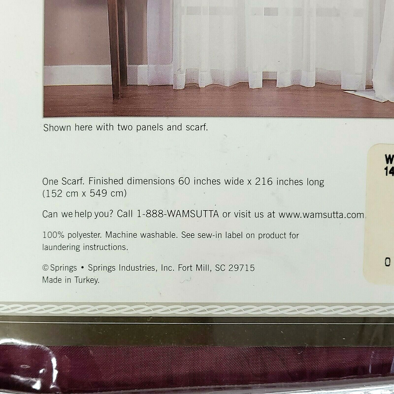 Wamsutta Elite Voile Window Scarf CLARE Color 60 x 216 – NIP