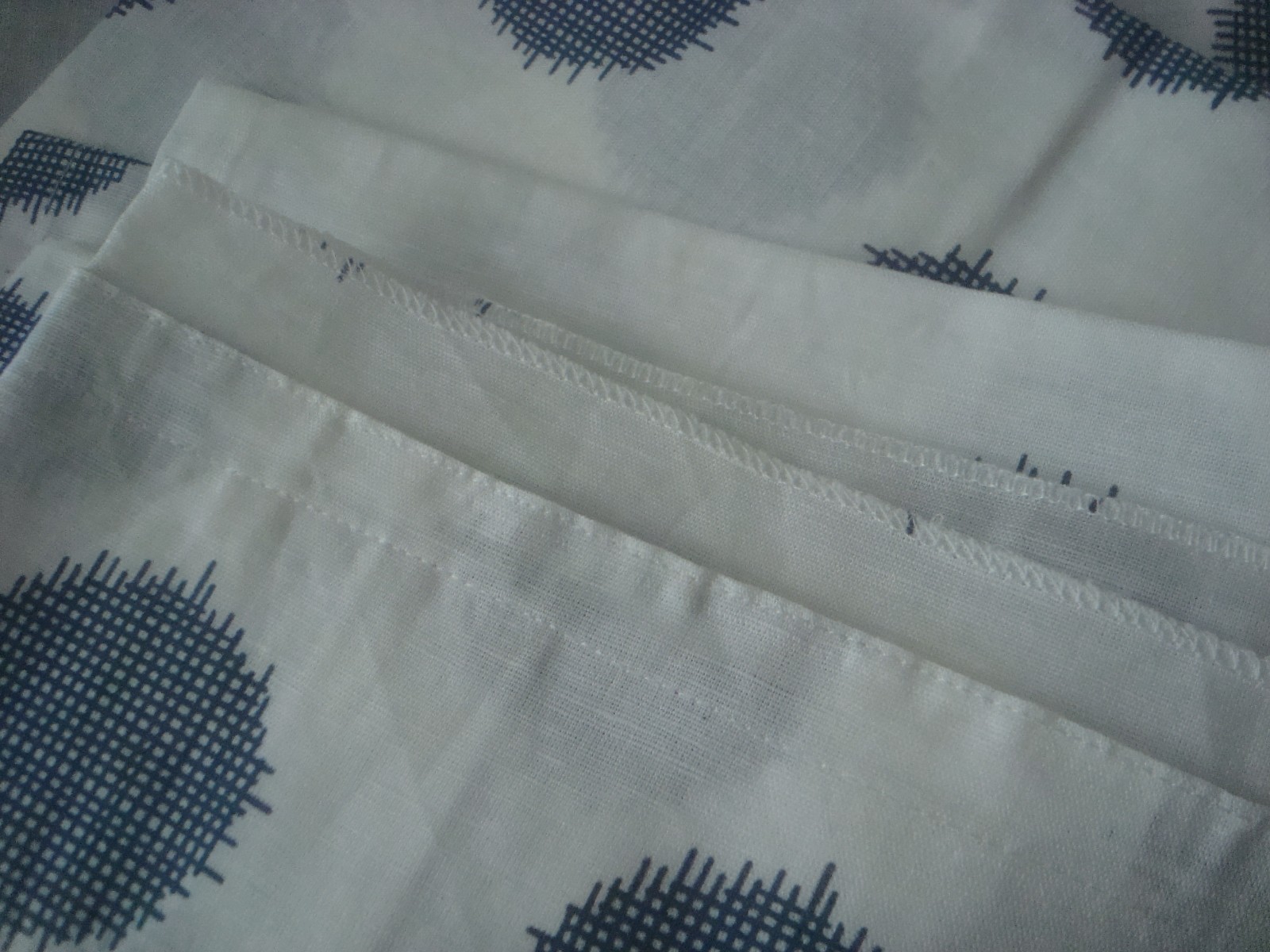 IKEA HENNY Pair of Curtains Panels White Blue Dotted Cotton Linen Blend 57 x 98″