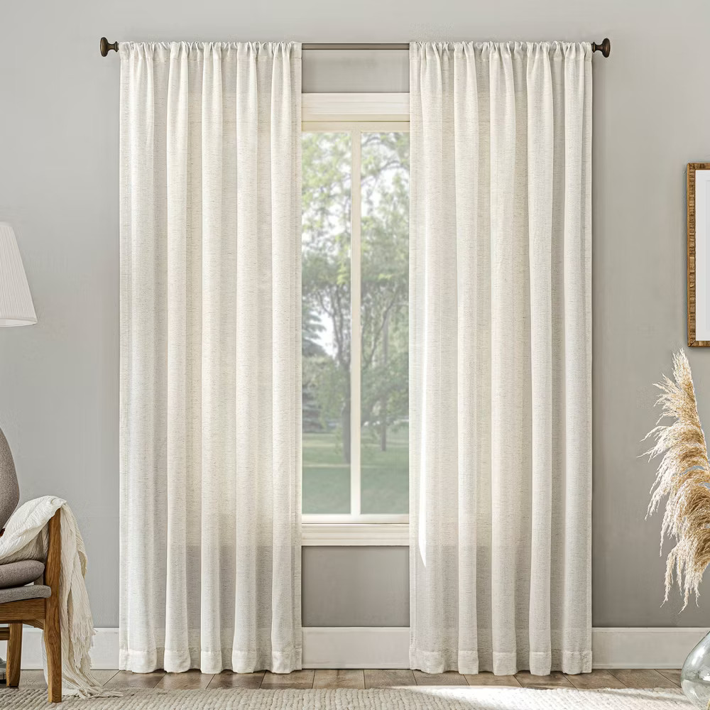 No. 918 2pc 54″x120″ Amalfi Linen Blend Semi-Sheer Rod Pocket Curtain Panels