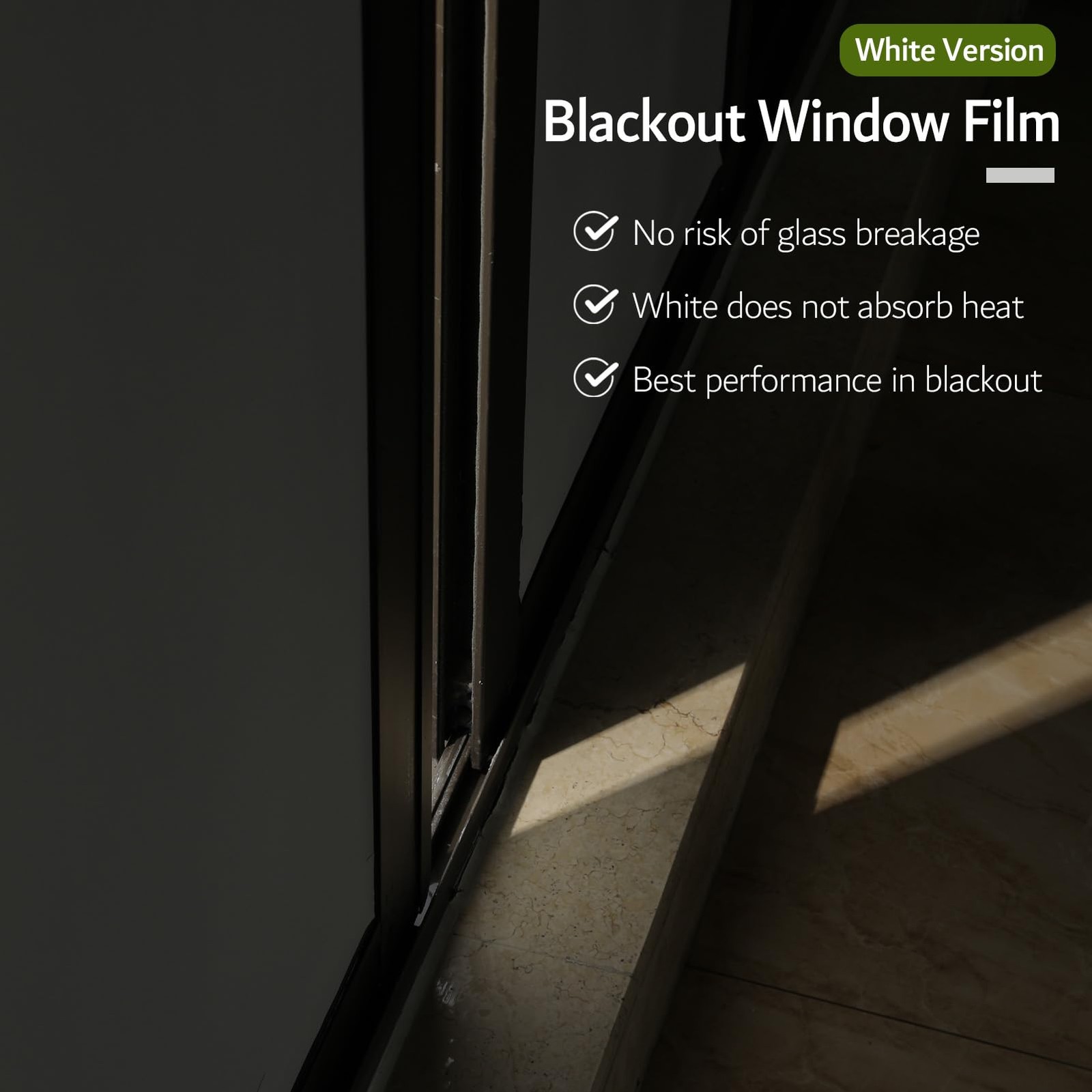 White Blackout Window Film, 100% Light Blocking Window Cover, Opaque Window S…