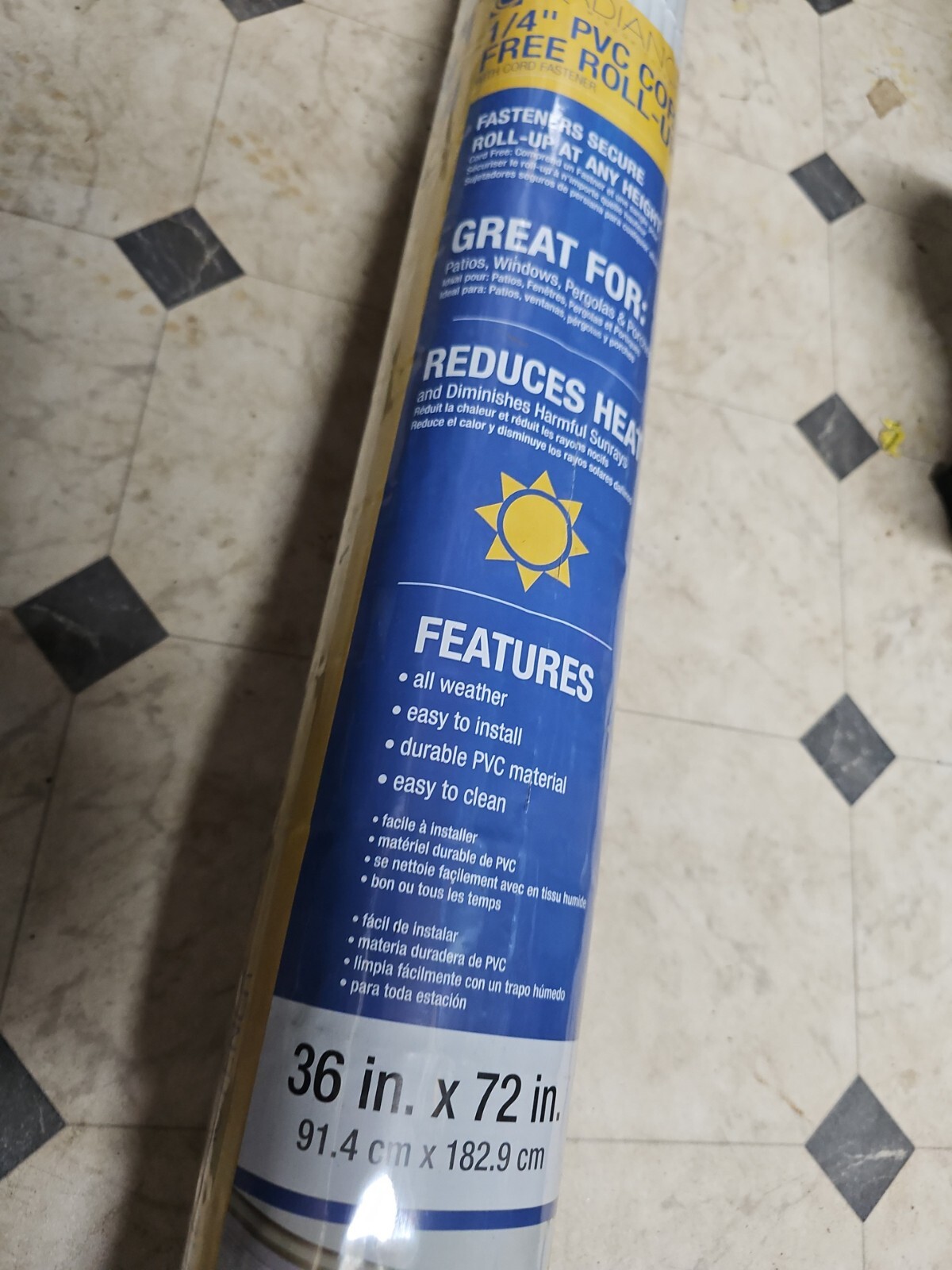 Radiance Cord Free 1/4 Inch Oval PVC Shade White 36 Inches x 72 Inches Rol……
