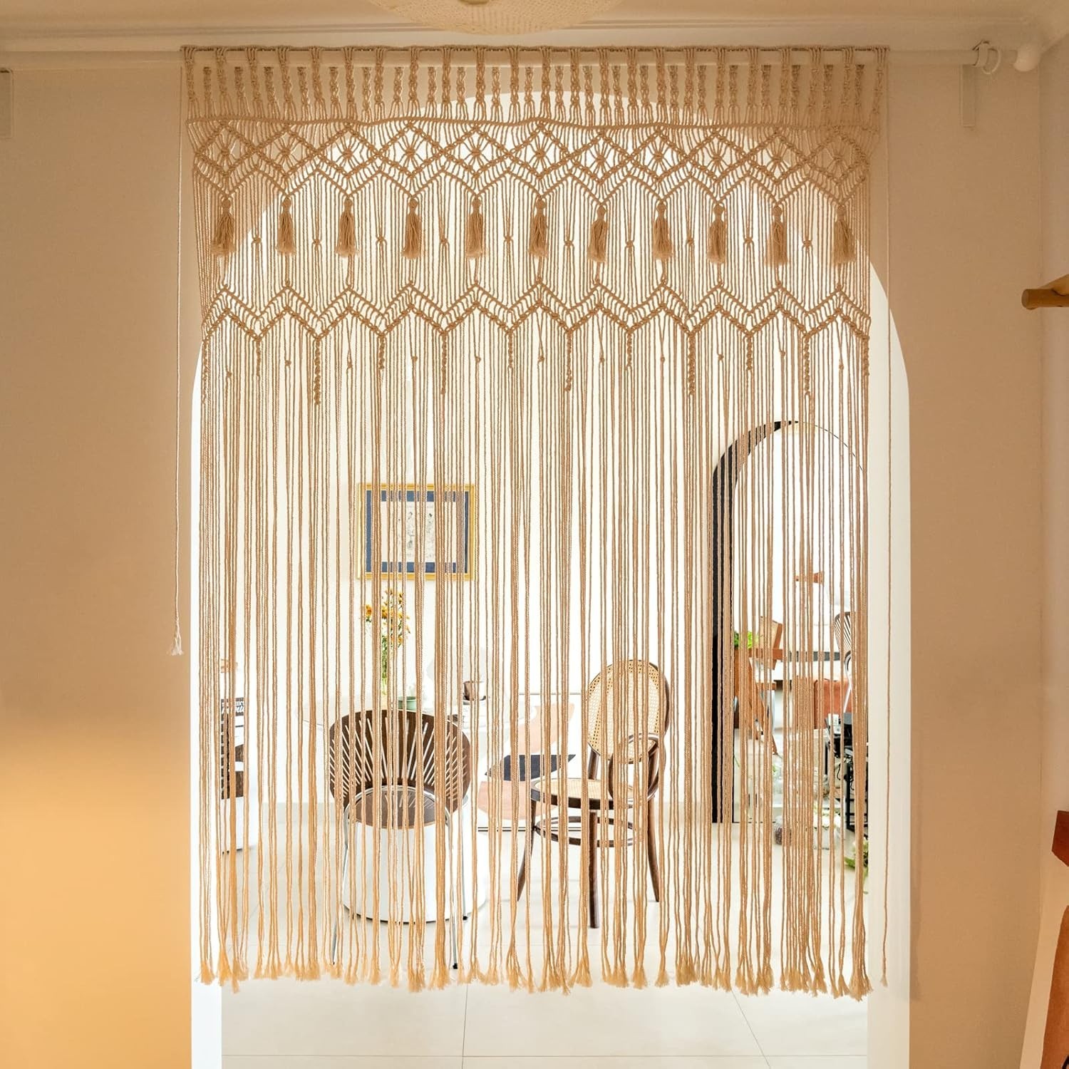 Versatile Macrame Wall Hanging – 51”W x 70”L for Window and Doorway Decor