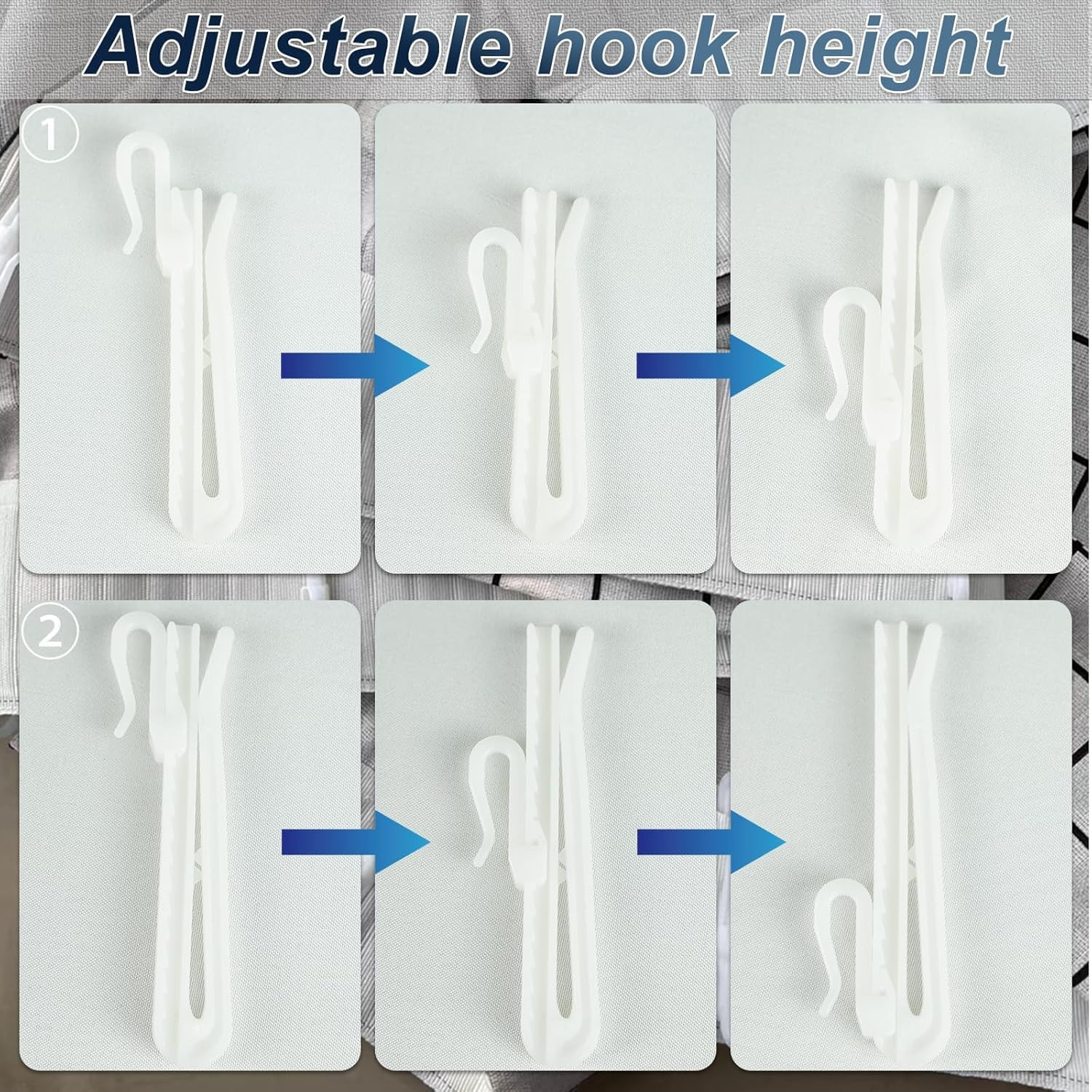 Adjustable Pinch Pleat Curtain Hooks Curtain Clips Plastic 50 Pieces with Rat…