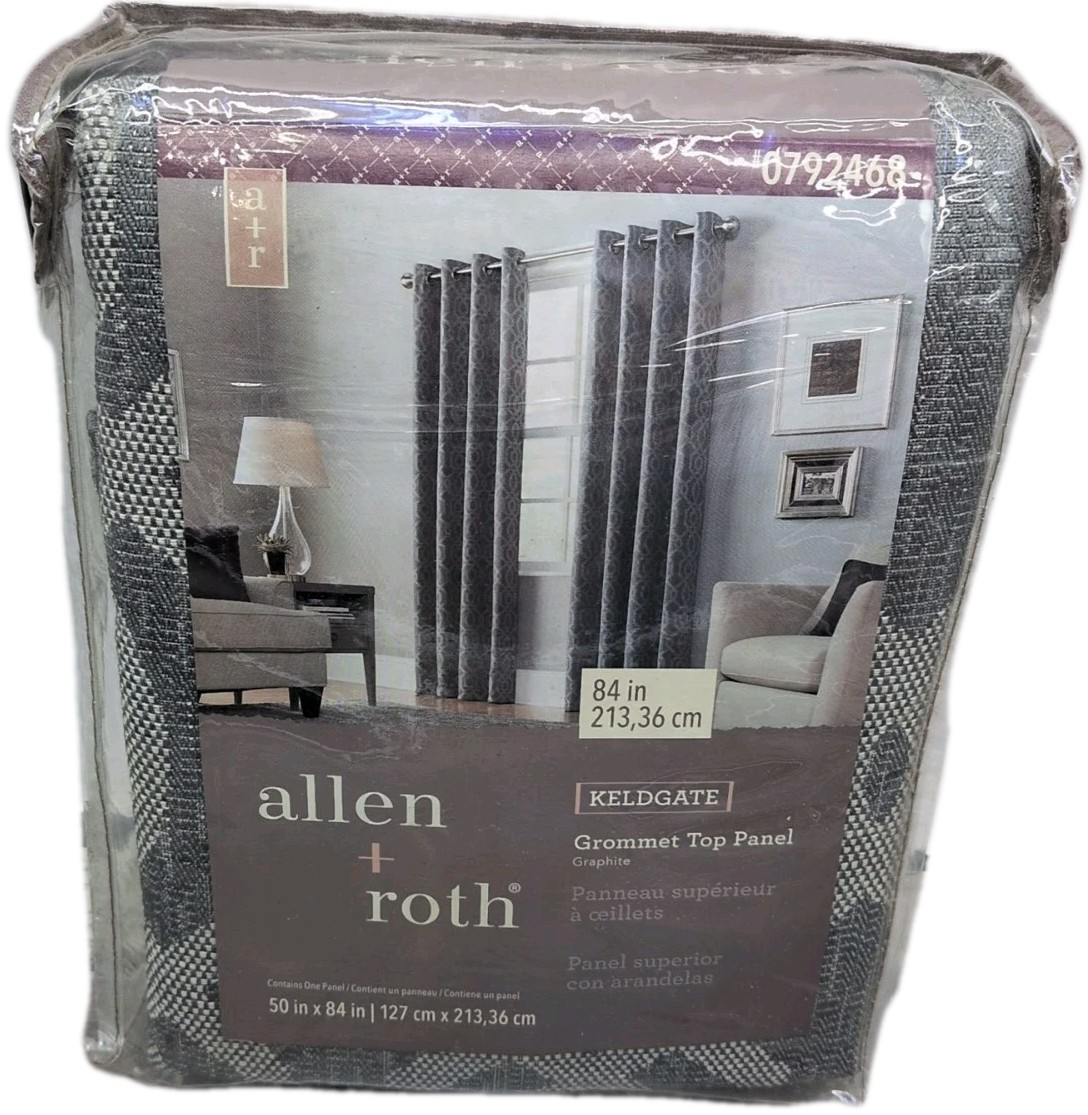 allen + roth Keldgate 84 in Graphite Gray Single Grommet Top Curtain Panel (F3)