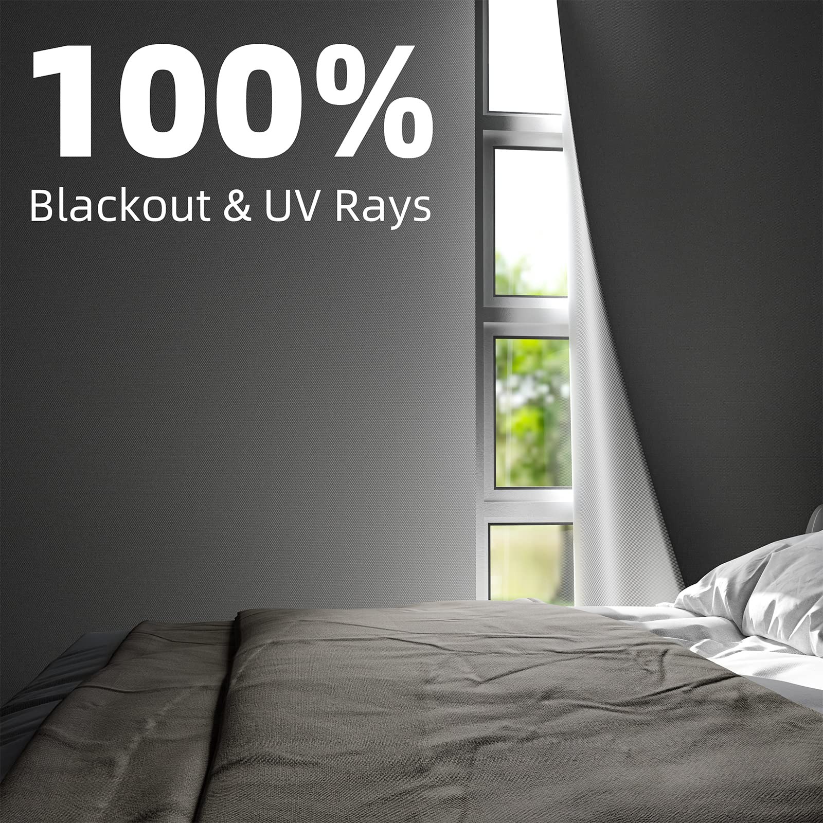 Portable Blackout Curtains 100″×60″, Strong Hook and Loop Tape Strips with Ad…