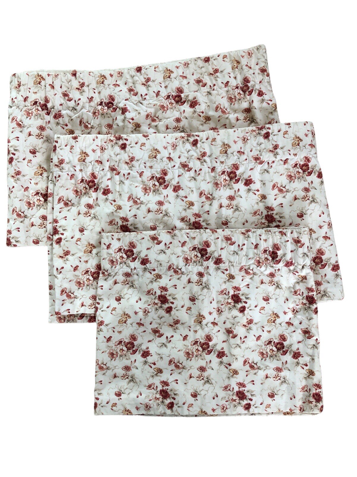 Window Valance Topper Cream Peach Coral Floral 2@16″x104″ 1@16″x80″ Pre-Owned