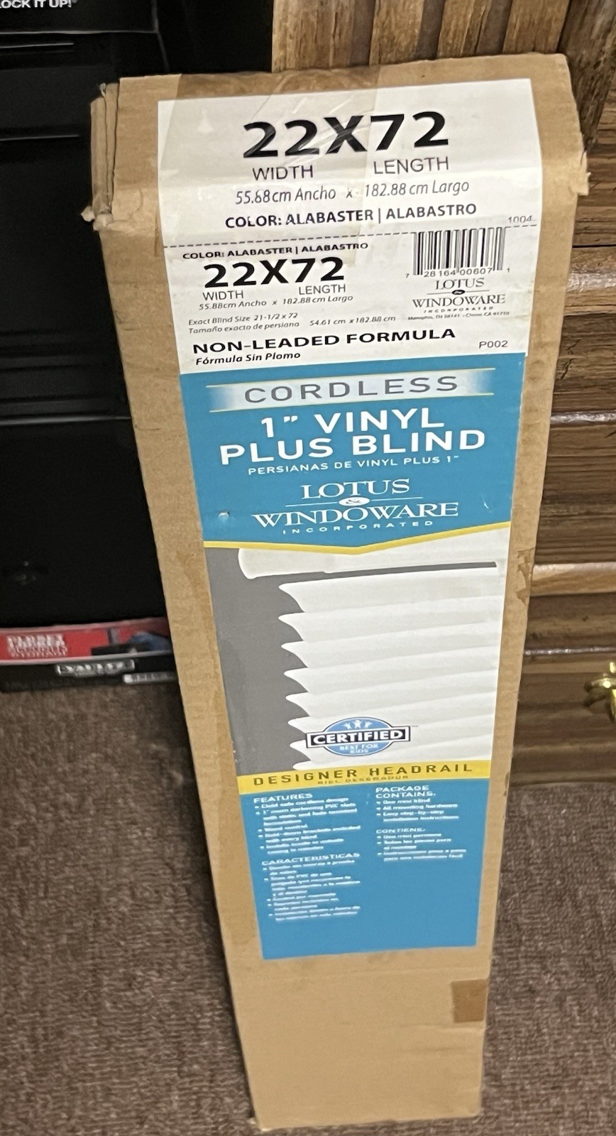 Lotus Windoware Brand New Cordless 1″ Vinyl Plus Blind 22”x72” Color: Alabaster