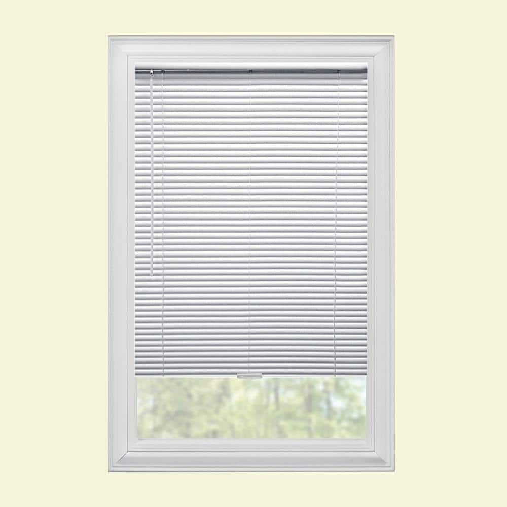 White Cordless Room-Darkening Vinyl Mini Blinds 27×48 in Slats Light Blocking