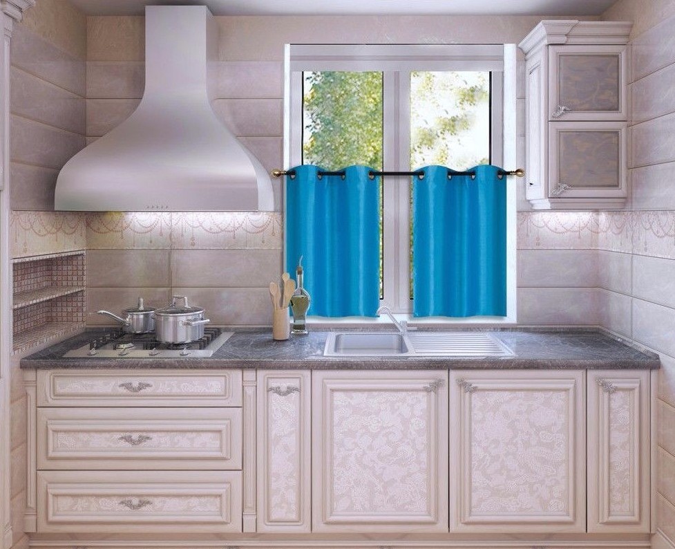 2 Piece Set Blackout Kitchen Curtain Window Lined Tier Pair Darkening Panels D24
