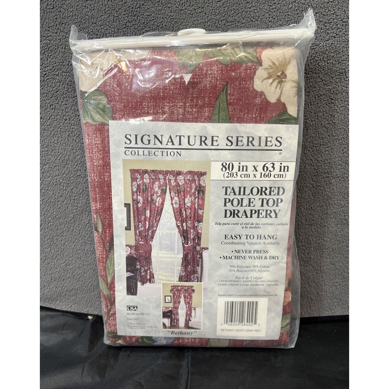 Crown Crafts Signature Series Bethany Tailored Pole Top Drapery Curtains 80 X 63