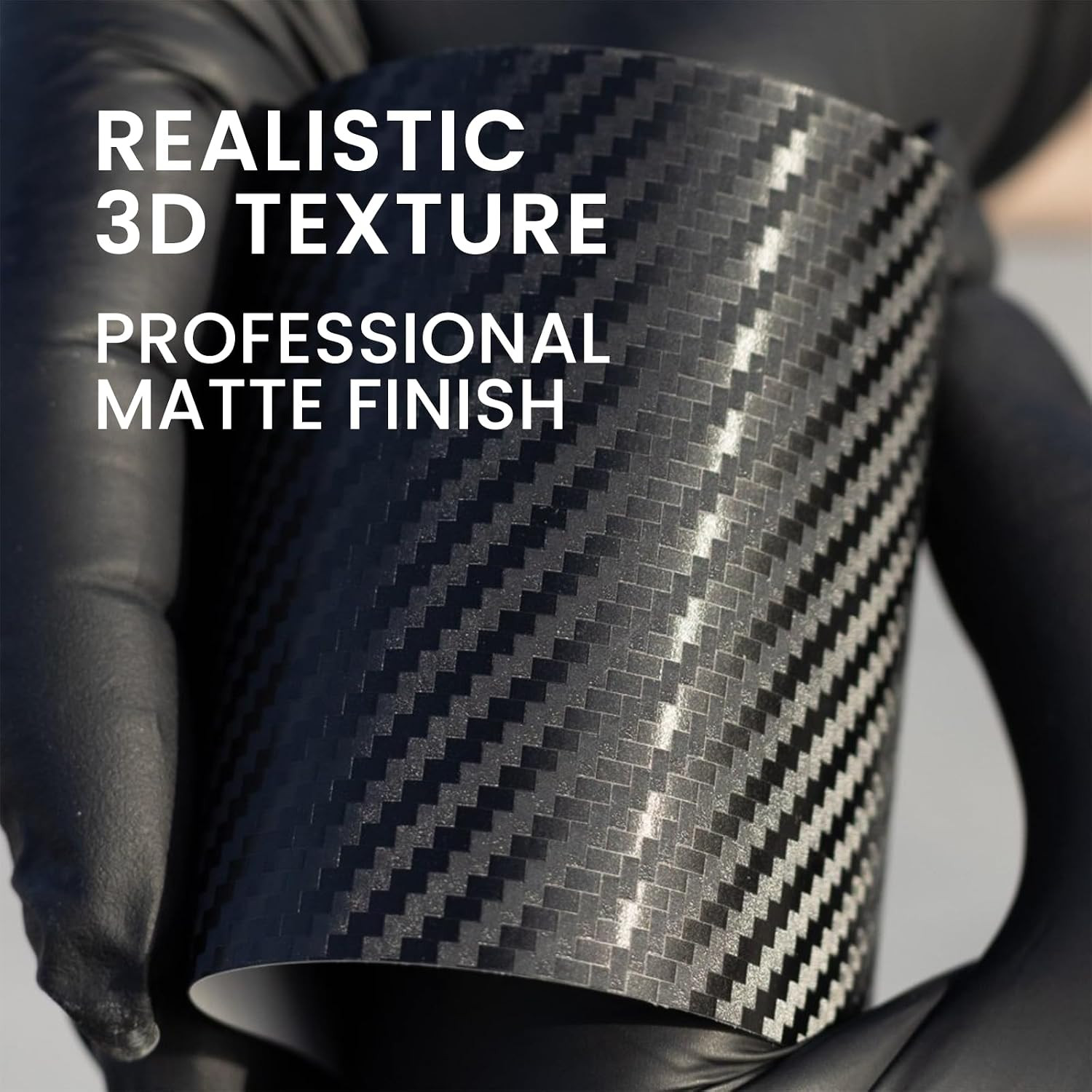 Rockrose 3D Matte 3D Black Carbon Fiber Vinyl Wrap, Anti-Wrinkle, Air Release Au