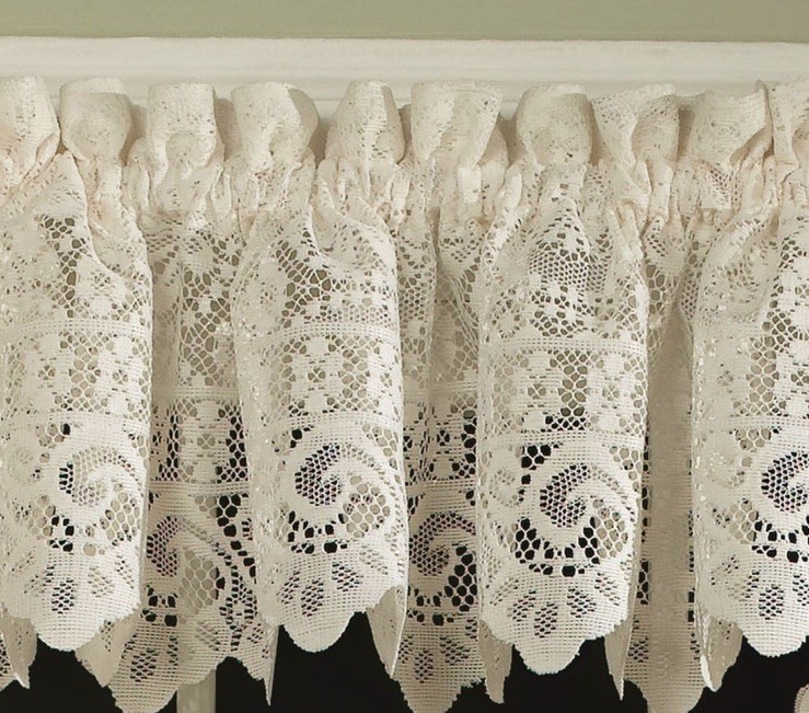 Sweet Home Collection Hopewell Old World Style Lace Curtains-Valance In Cream
