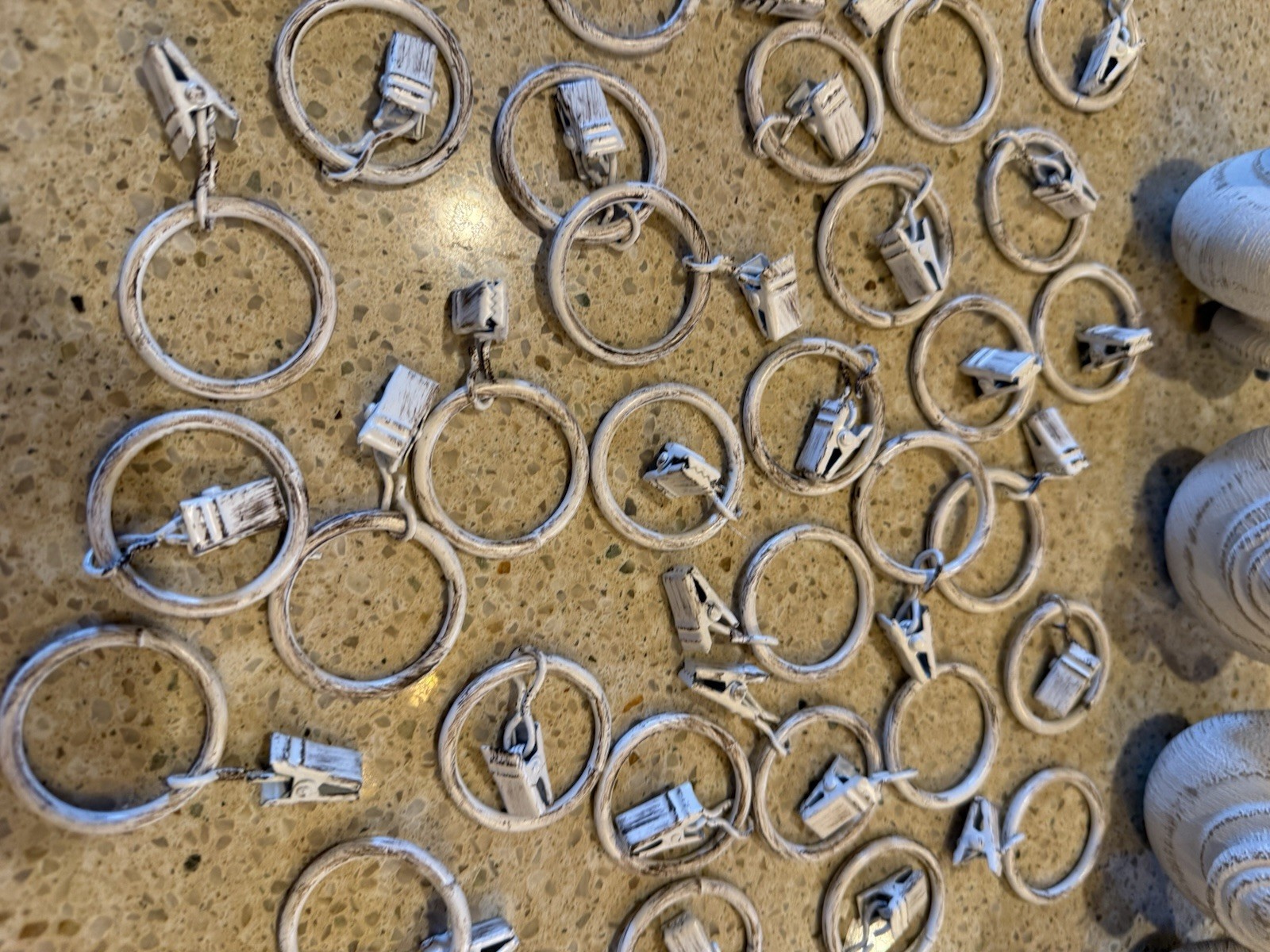 Unbranded Lot Of Finials, Curtain Clips , and Hardware All Antique White Finish