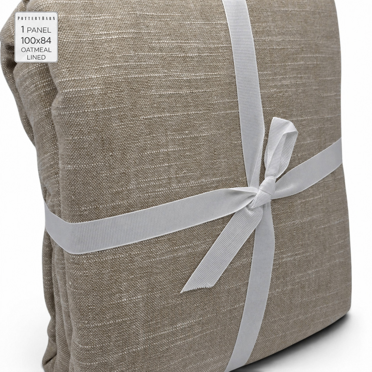 Pottery Barn Emery Lined Curtain Oatmeal 100×84 Linen Cotton New