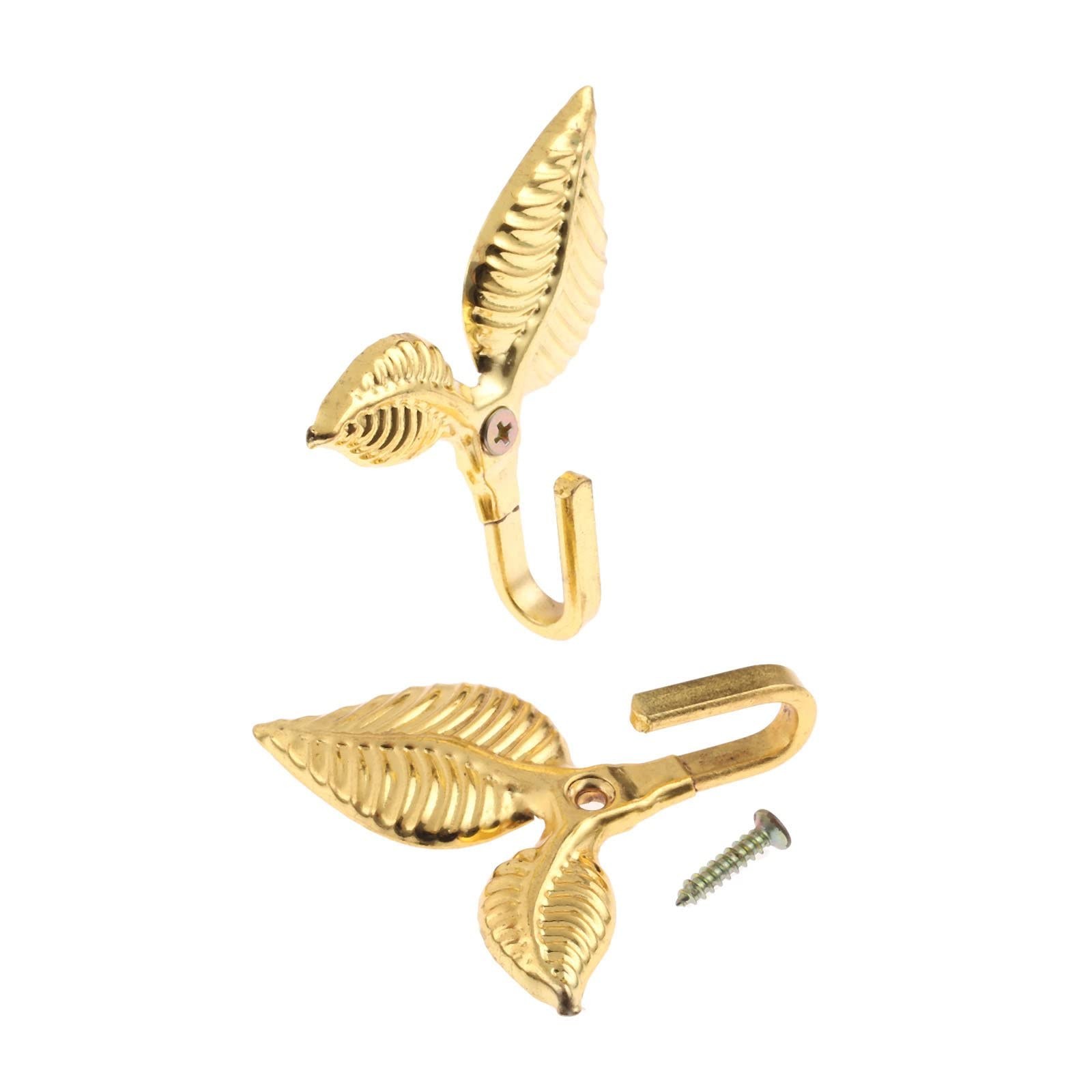 2Pcs Curtain Holdbacks Tieback Hooks Multifunctional Wall Hook Gold Vintage L…
