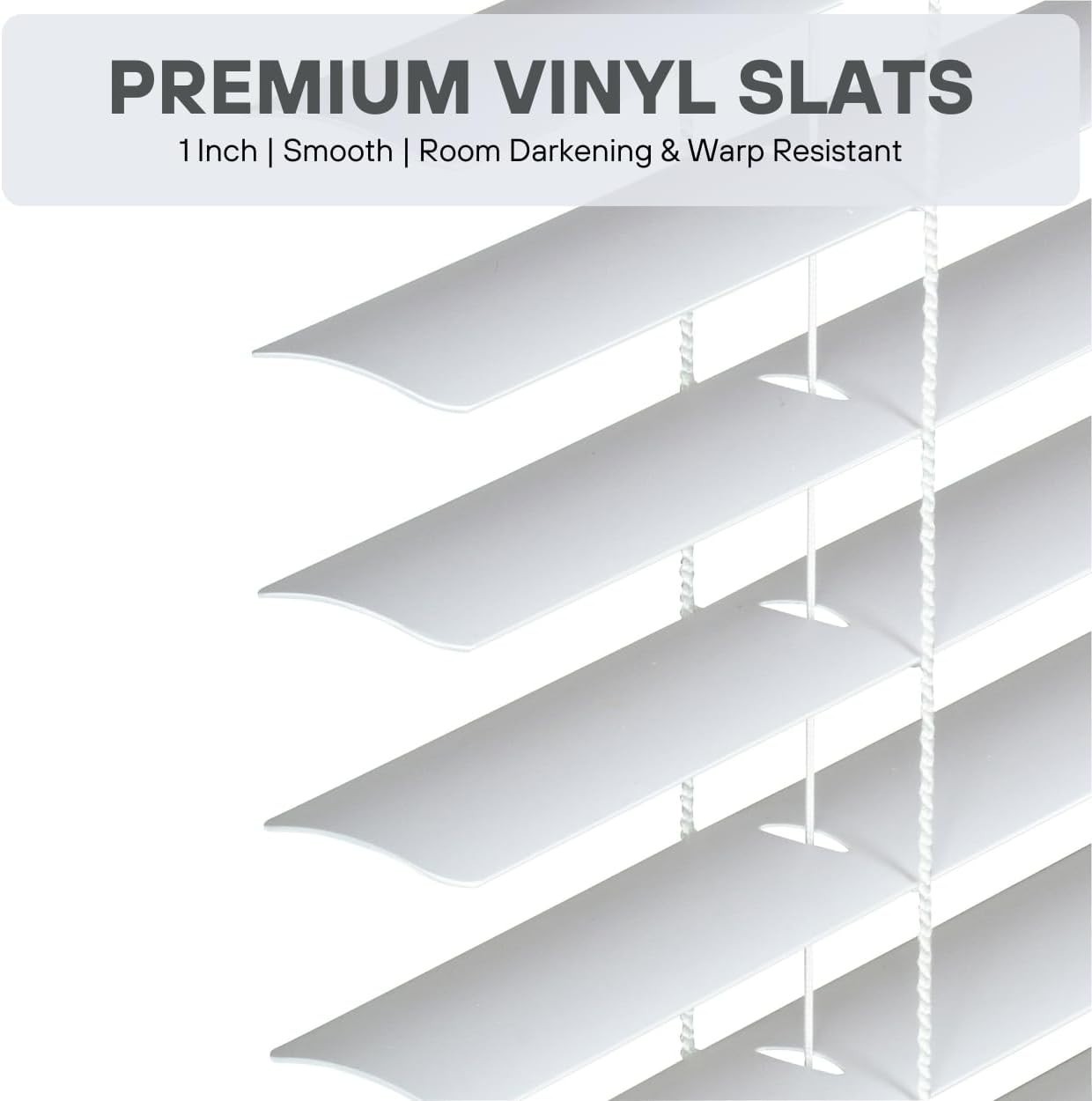 Lotus & Windoware Cordless 1″ Premium Vinyl Mini Blind 34″ x 48″
