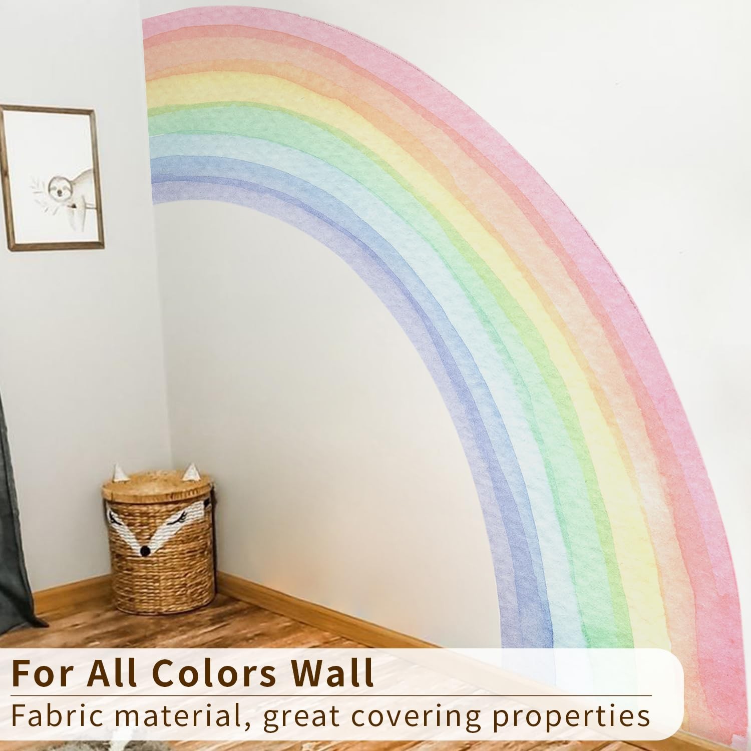 funlife Fabric Peel and Stick Large Rainbow Wall Pastel Right Half