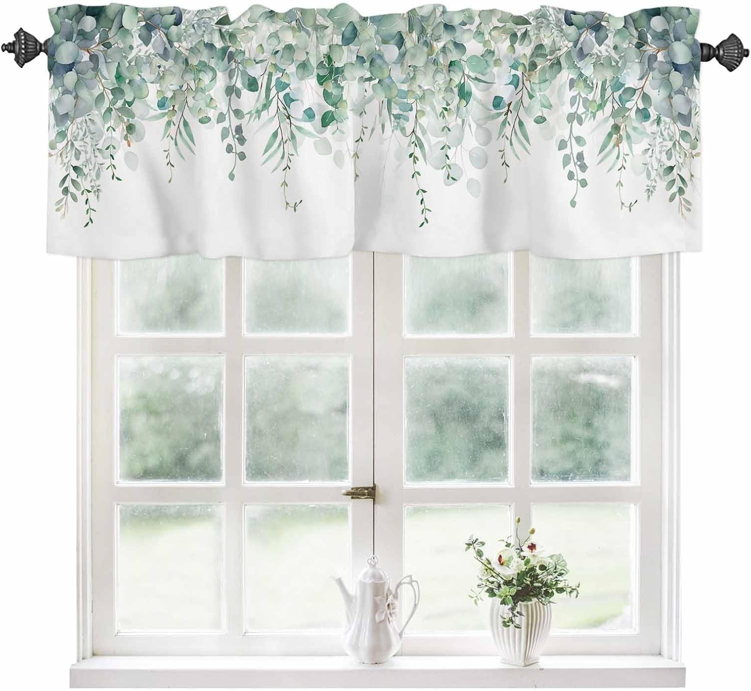 Sage Green Eucalyptus Curtain Valance for Windows Rod Pocket Valance Window T…