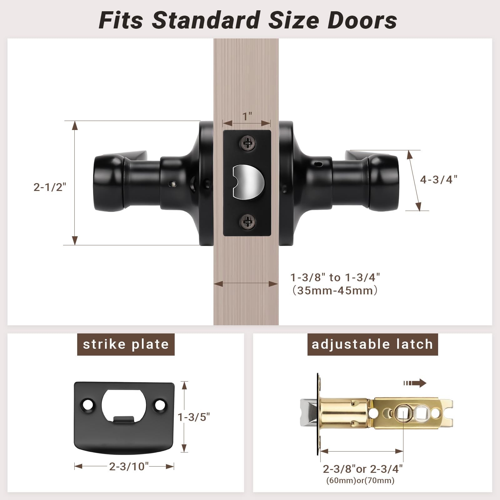 Knobonly 6 Pack Matte Black Pasage Door Levers Interior Door Handles For