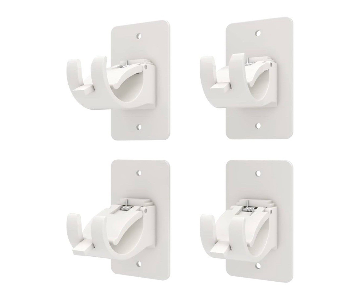 4Pcs Nail Free Adjustable Curtain Rod Clip Brackets Self Adhesive Holder Hook T2