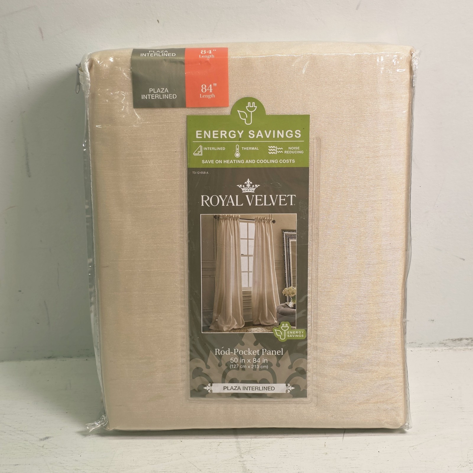 Royal Velvet Rod Pocket Panel 50×84 Plaza Interlined Thermal Ivory Beige Silky