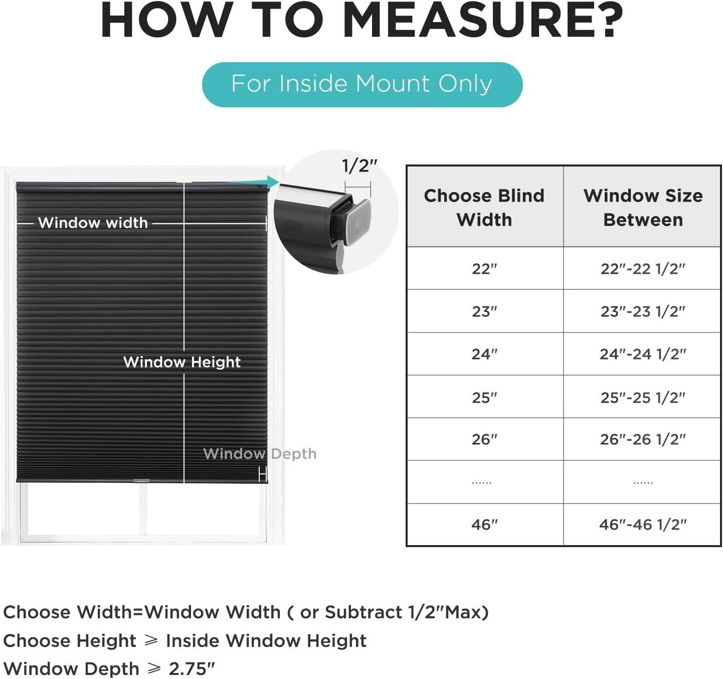 Thermal Insulating Honeycomb Blinds – 35” W x 64” H, No Drill & Noise Reducing