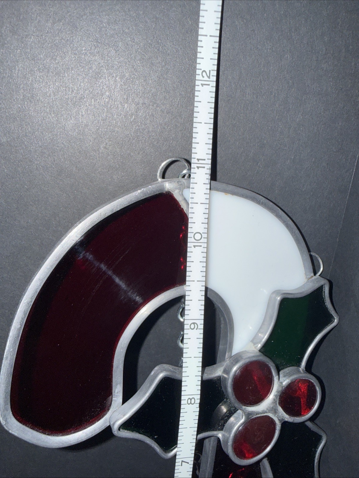 Candy Cane Stain Glass Hanging Window SunCatcher Wall Art Piece Christmas 11”