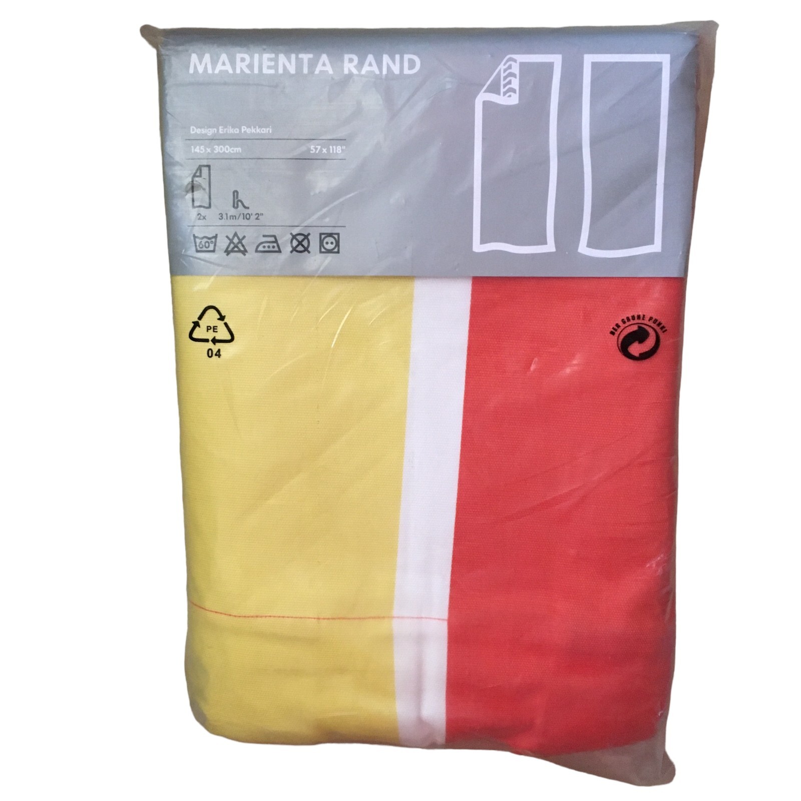 IKEA Marienta Rand Curtain Panel ( 1 Pair ) 57″ x 118″ Yellow Orange Cotton NEW