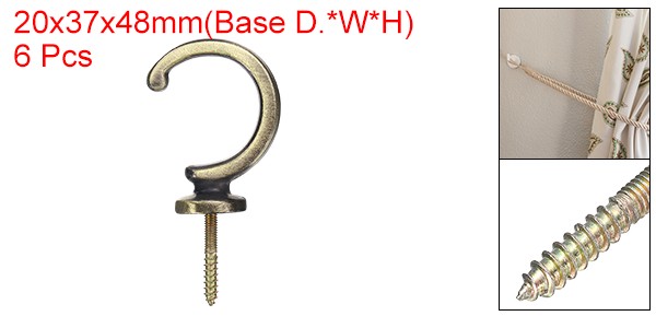 6Pcs Curtain Holdbacks Wall Mounted Zinc Alloy Drapery Tiebacks Hooks Bronze