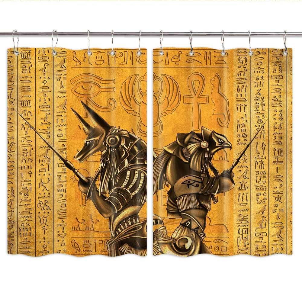 Ancient Egyptian Fantasy Warrior Kitchen Curtains Window Drapes 2 Panel Set