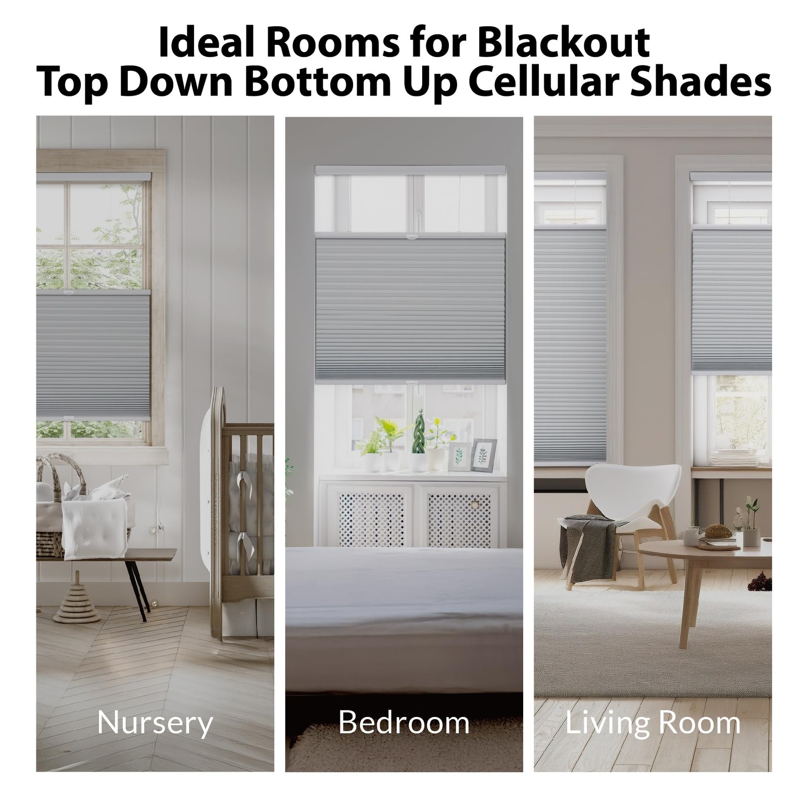 Cordless 1.5″ Blackout Top Down Bottom Up Cellular Shade, Energy Saver, 20.5″…