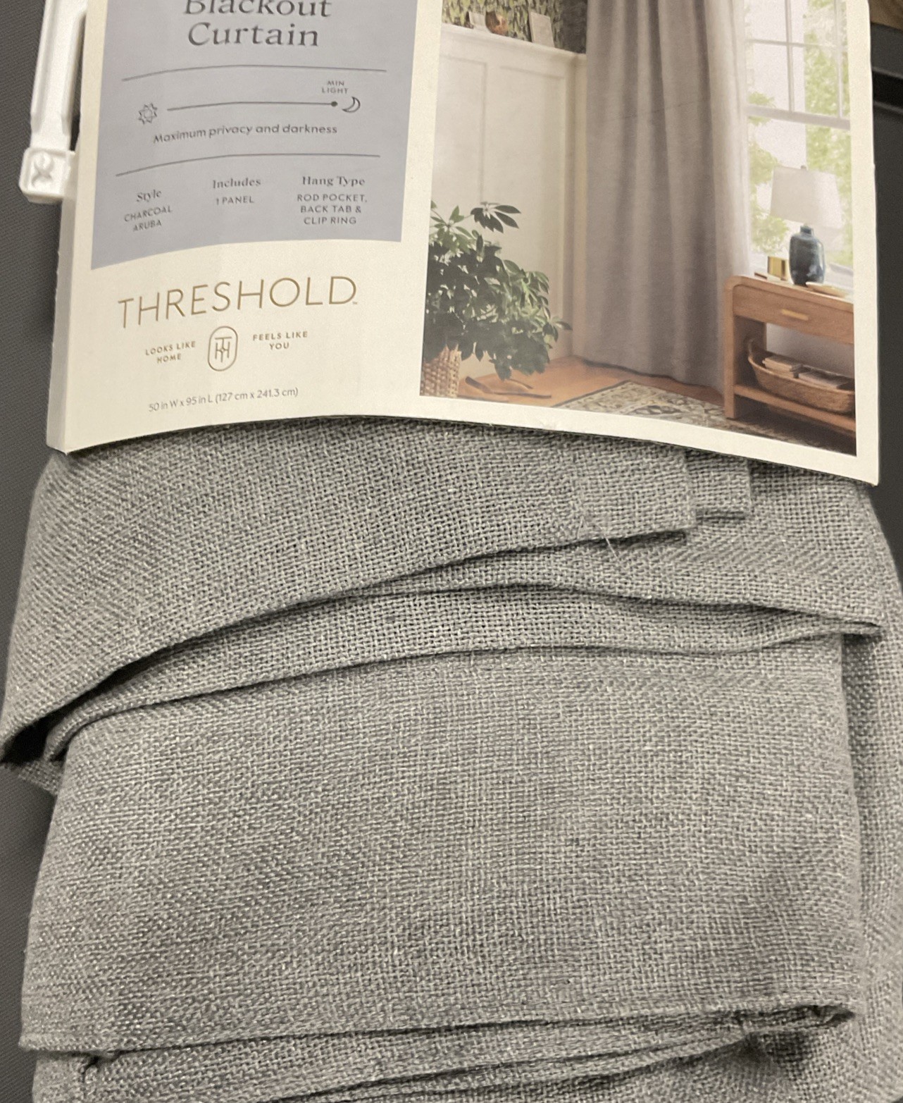 ⚡️Threshold Aruba 99.9% Blackout Curtain Panel Charcoal Gray Radiant (50×95)