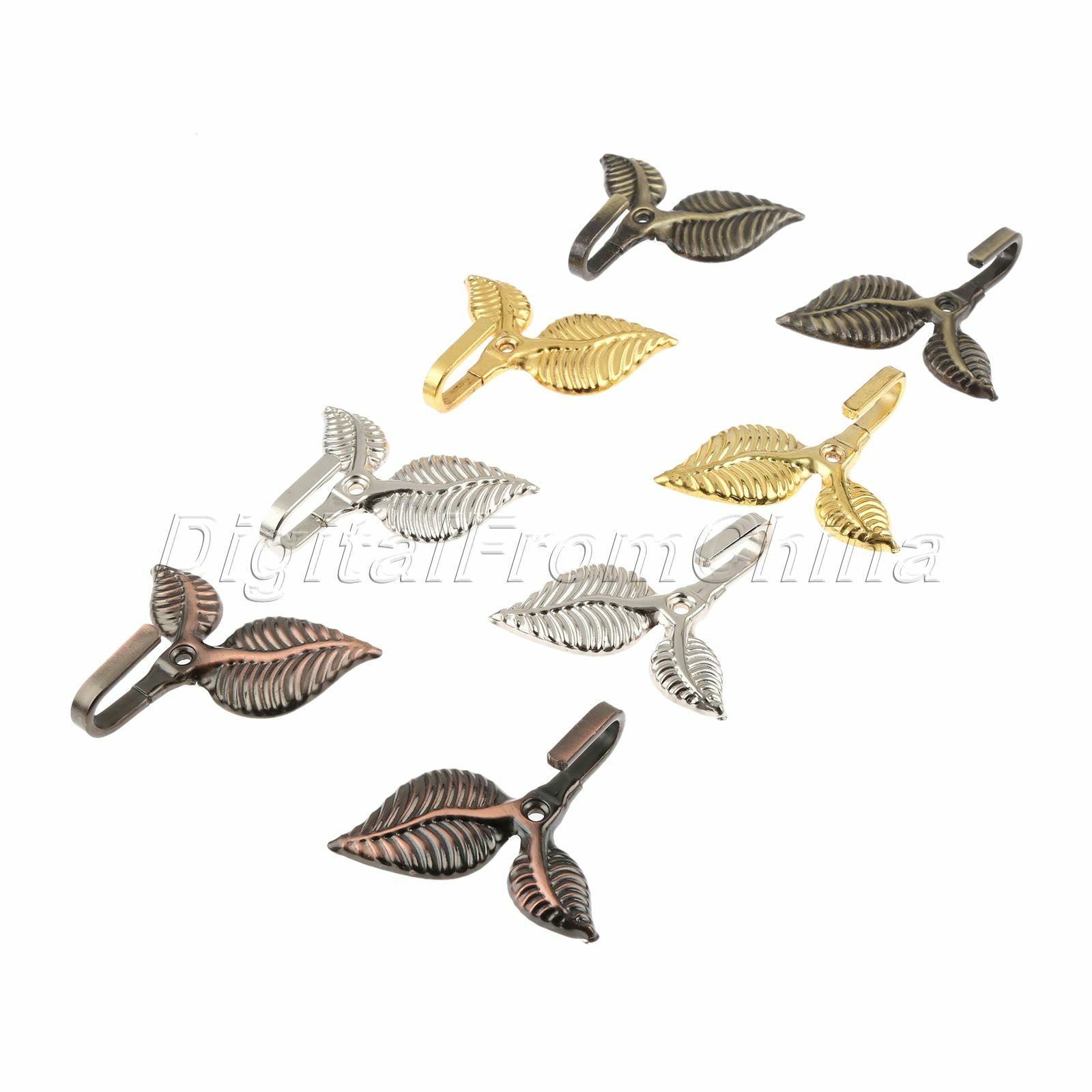 Vintage Leaf Design Curtain Tieback Hook Holder w/ Screws Home Wall Mount Decor